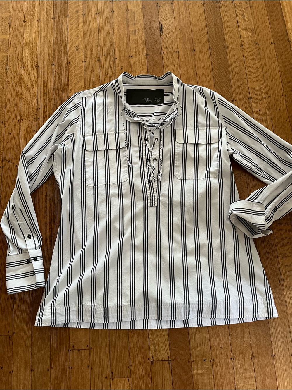 Claridge + King White and Black Striped Tunic